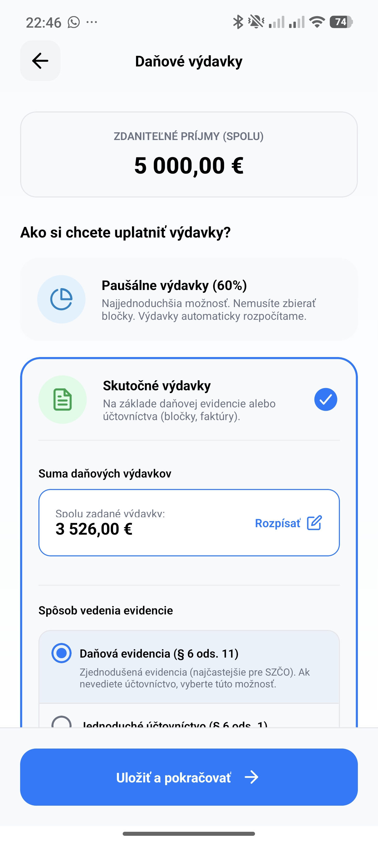 Zadanie príjmov a odvodov